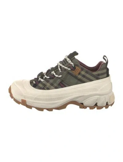 Pre-owned Burberry Nova Check Pattern Canvas Chunky Sneakers In Neutral