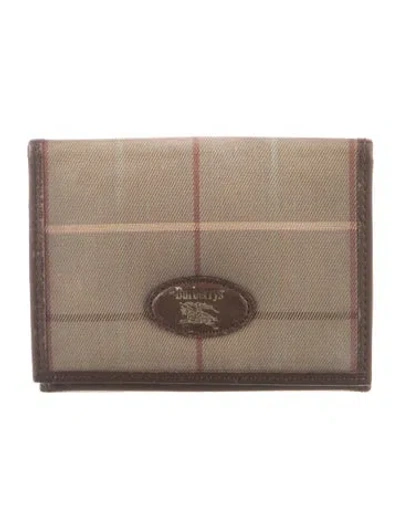 Pre-owned Burberry Nova Check Pattern Canvas Compact Wallet In Neutral