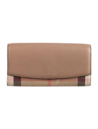 Pre-owned Burberry Nova Check Pattern Canvas Continental Wallet In Brown