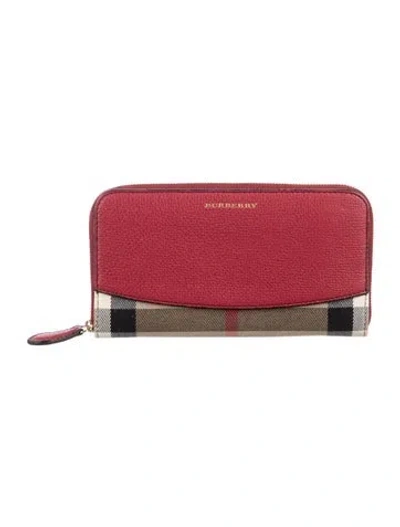 Pre-owned Burberry Nova Check Pattern Canvas Continental Wallet In Burgundy