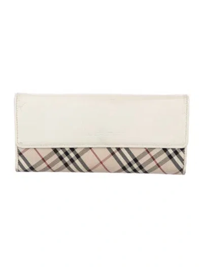 Pre-owned Burberry Nova Check Pattern Canvas Continental Wallet In Neutral