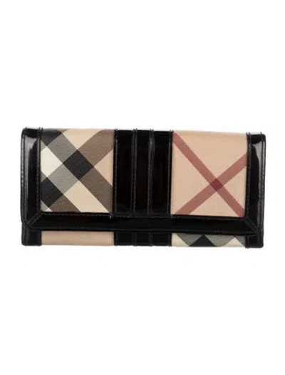 Pre-owned Burberry Nova Check Pattern Canvas Continental Wallet In Neutrals