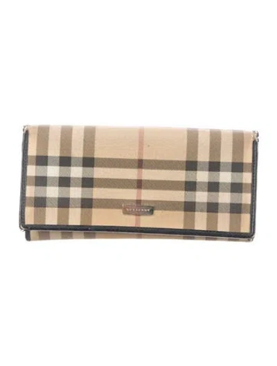 Pre-owned Burberry Nova Check Pattern Canvas Continental Wallet In Neutrals