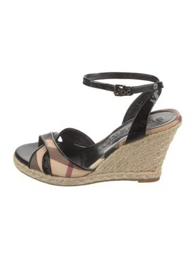 Pre-owned Burberry Nova Check Pattern Canvas Espadrilles In Black