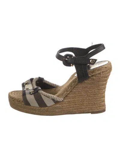 Pre-owned Burberry Nova Check Pattern Canvas Espadrilles In Black