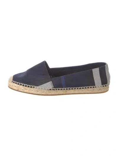 Pre-owned Burberry Nova Check Pattern Canvas Espadrilles In Blue