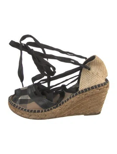 Pre-owned Burberry Nova Check Pattern Canvas Espadrilles In Brown