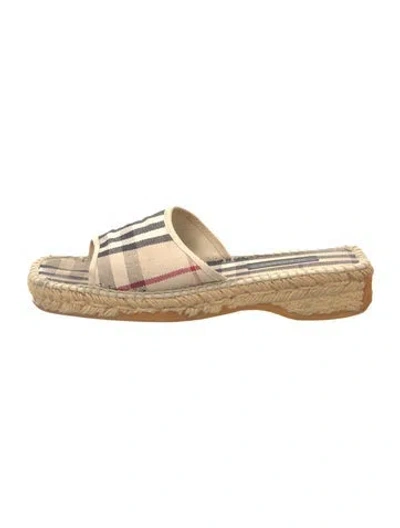 Pre-owned Burberry Nova Check Pattern Canvas Espadrilles In Neutral