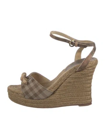 Pre-owned Burberry Nova Check Pattern Canvas Espadrilles In Neutral