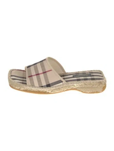 Pre-owned Burberry Nova Check Pattern Canvas Espadrilles In Neutral