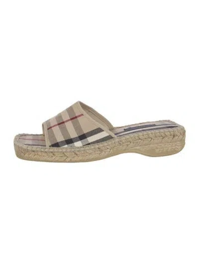 Pre-owned Burberry Nova Check Pattern Canvas Espadrilles In Neutral