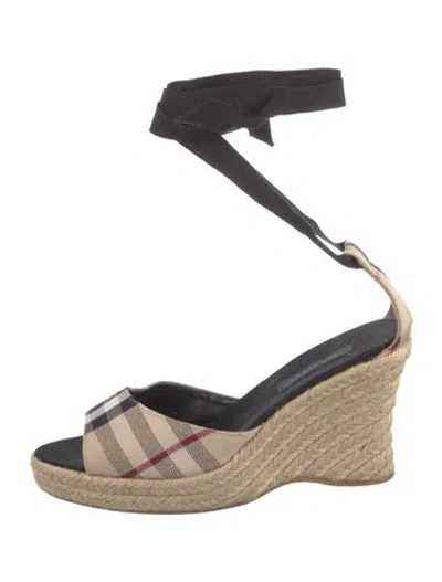 Pre-owned Burberry Nova Check Pattern Canvas Espadrilles In Neutral