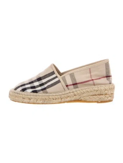 Pre-owned Burberry Nova Check Pattern Canvas Espadrilles In Neutral