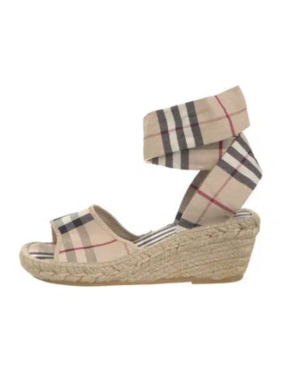 Pre-owned Burberry Nova Check Pattern Canvas Espadrilles In Neutral