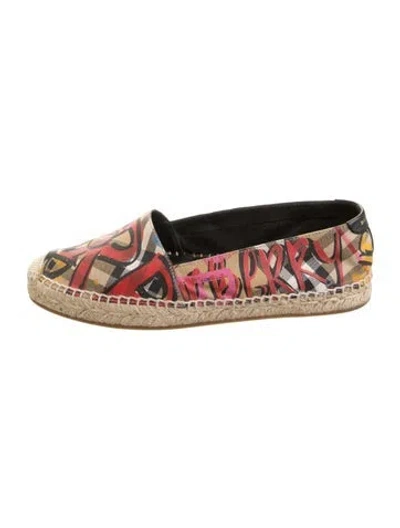 Pre-owned Burberry Nova Check Pattern Canvas Espadrilles In Neutrals