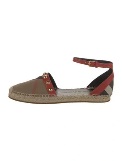 Pre-owned Burberry Nova Check Pattern Canvas Espadrilles In Neutrals