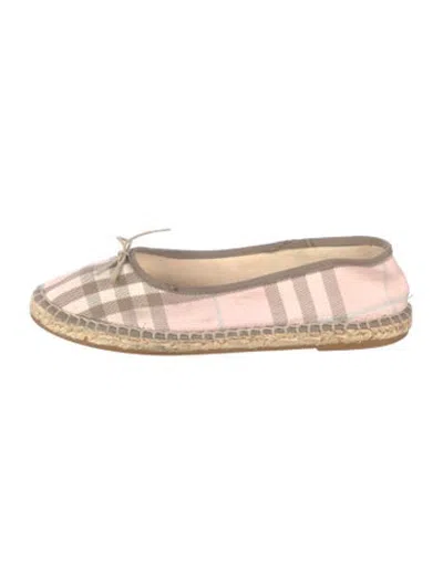 Pre-owned Burberry Nova Check Pattern Canvas Espadrilles In Pink