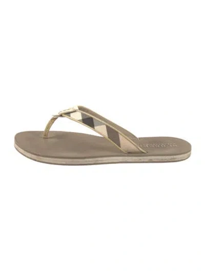 Pre-owned Burberry Nova Check Pattern Canvas Flip Flops In Neutral