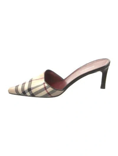Pre-owned Burberry Nova Check Pattern Canvas Mules In Neutral