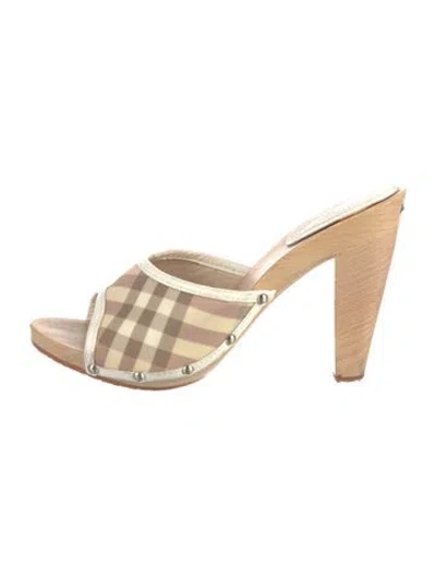 Pre-owned Burberry Nova Check Pattern Canvas Mules In Neutral