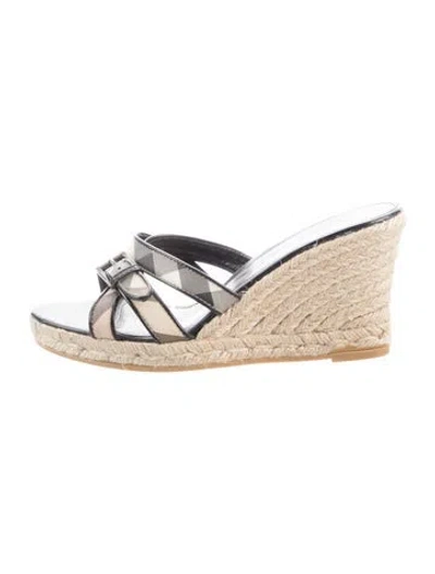 Pre-owned Burberry Nova Check Pattern Canvas Sandals In Neutrals