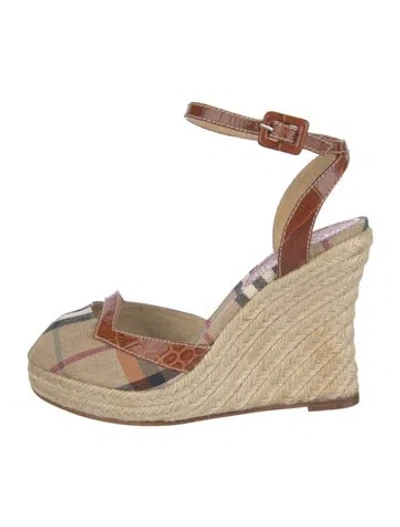 Pre-owned Burberry Nova Check Pattern Canvas Slingback Pumps In Brown