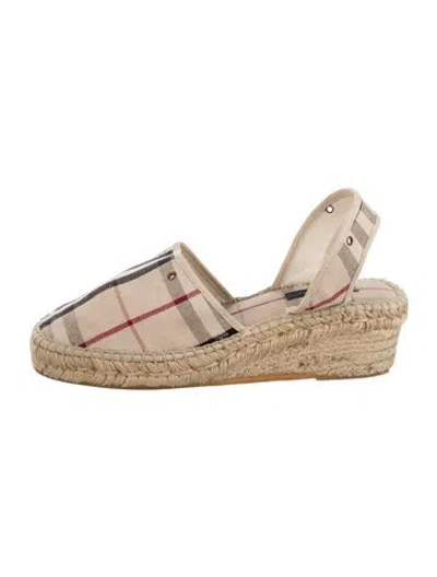 Pre-owned Burberry Nova Check Pattern Canvas Slingback Pumps In Brown/neutrals