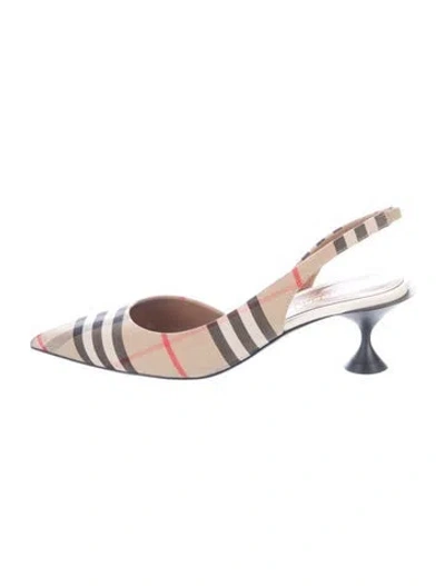 Pre-owned Burberry Nova Check Pattern Canvas Slingback Pumps In Neutrals