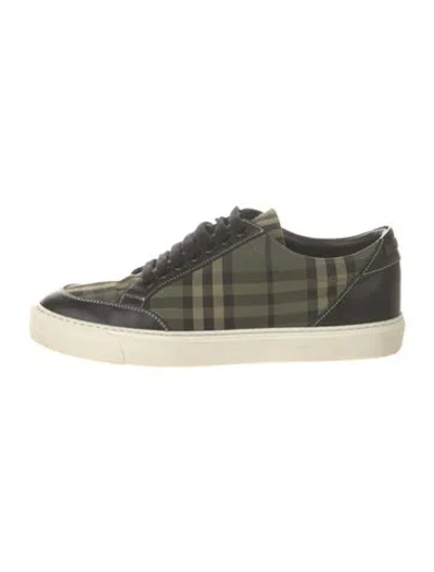 Pre-owned Burberry Nova Check Pattern Canvas Sneakers In Green