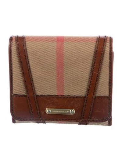Pre-owned Burberry Nova Check Pattern Canvas Wallet In Brown