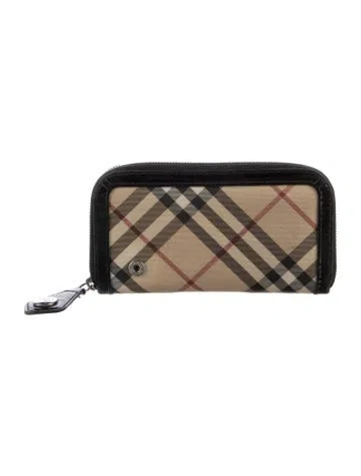 Pre-owned Burberry Nova Check Pattern Canvas Wallet In Neutrals