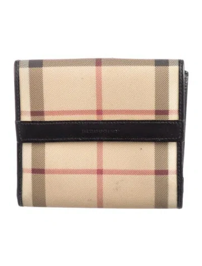 Pre-owned Burberry Nova Check Pattern Canvas Wallet In Neutrals