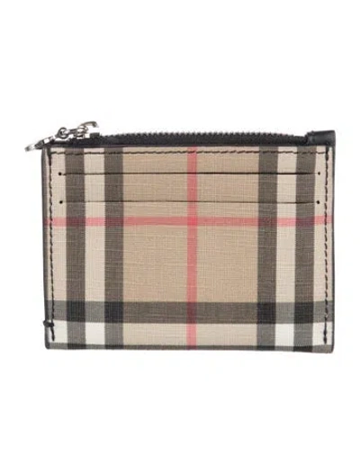 Pre-owned Burberry Nova Check Pattern Card Holder In Brown
