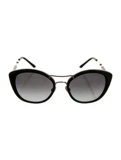 Pre-owned Burberry Nova Check Pattern Cat-eye Sunglasses In Black