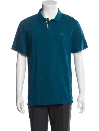Pre-owned Burberry Nova Check Pattern Collar Polo Shirt In Blue