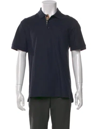 Pre-owned Burberry Nova Check Pattern Collar Polo Shirt In Blue