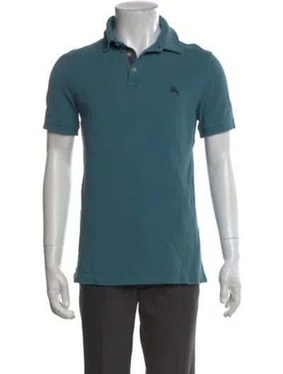 Pre-owned Burberry Nova Check Pattern Collar Polo Shirt In Blue