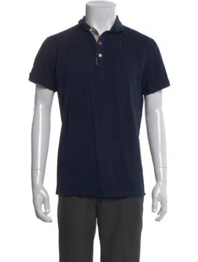 Pre-owned Burberry Nova Check Pattern Collar Polo Shirt In Blue