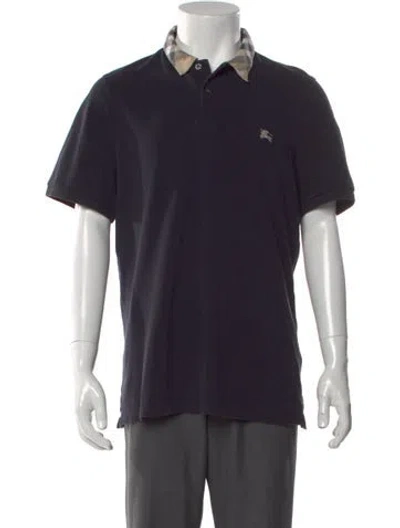 Pre-owned Burberry Nova Check Pattern Collar Polo Shirt In Blue