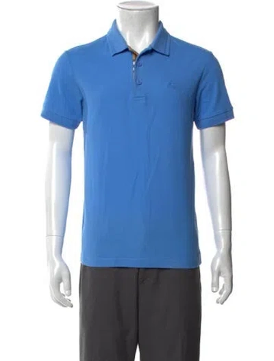Pre-owned Burberry Nova Check Pattern Collar Polo Shirt In Blue