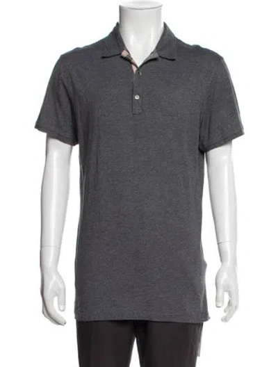 Pre-owned Burberry Nova Check Pattern Collar Polo Shirt In Gray