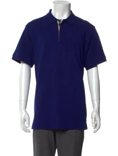 Pre-owned Burberry Nova Check Pattern Collar Polo Shirt W/ Tags In Blue