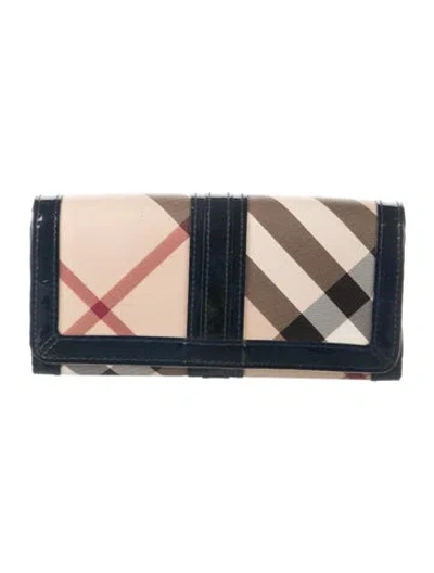 Pre-owned Burberry Nova Check Pattern Continental Wallet In Black/neutrals