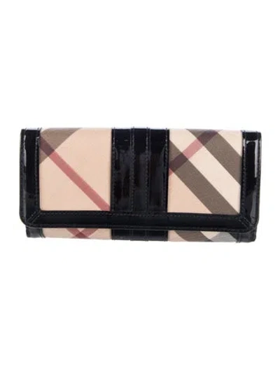 Pre-owned Burberry Nova Check Pattern Continental Wallet In Black/neutrals