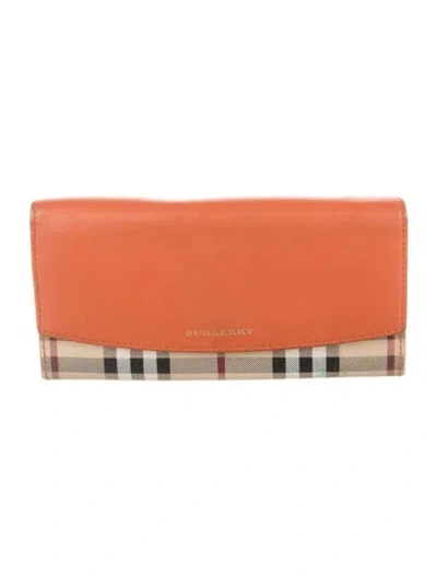 Pre-owned Burberry Nova Check Pattern Continental Wallet In Brown