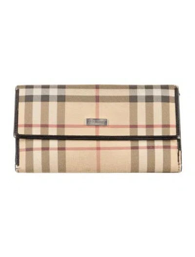 Pre-owned Burberry Nova Check Pattern Continental Wallet In Neutral