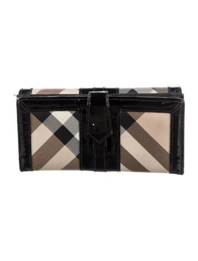 Pre-owned Burberry Nova Check Pattern Continental Wallet In Neutral