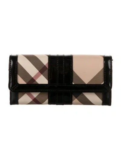 Pre-owned Burberry Nova Check Pattern Continental Wallet In Neutrals