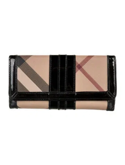 Pre-owned Burberry Nova Check Pattern Continental Wallet In Neutrals