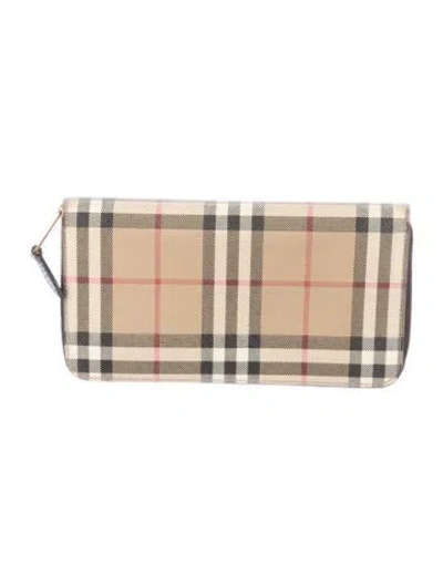 Pre-owned Burberry Nova Check Pattern Continental Wallet In Neutrals